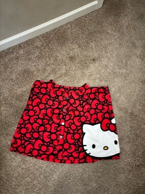 Hello Kitty Red & Black Printed A-Line Skirt